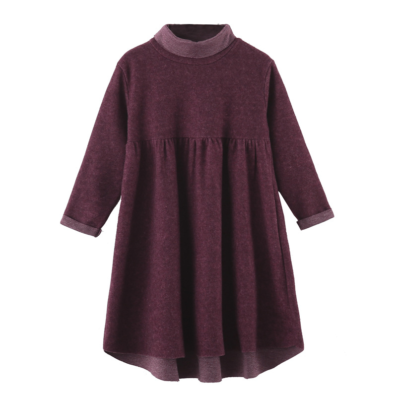 Vestido de Niñas Ropa de Primavera/otoño e invierno estilo coreano para niños medianos y grandes estilo occidental para niños falda de fondo de la niña falda suelta de Cuello medio