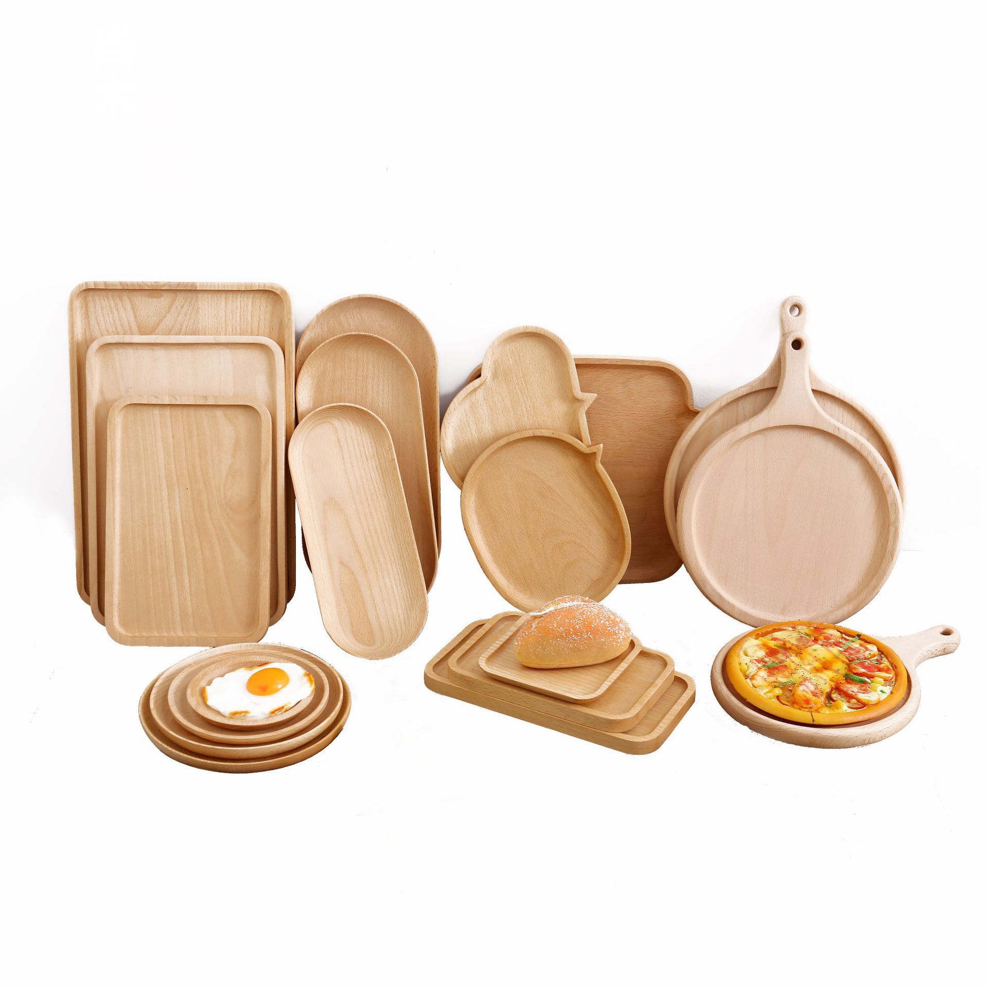 Placa de madera maciza de haya de nogal negro norteamericano Placa de fruta de madera bandeja ovalada Placa de fruta seca japonesa