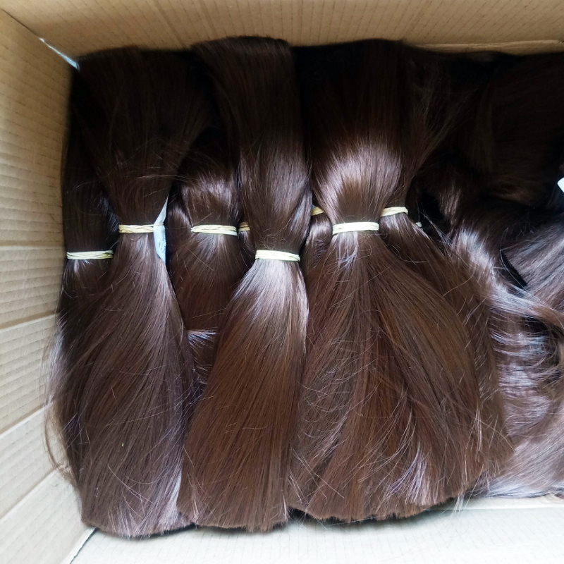 Wig hair handle in stock matte chemical fiber raw material high temperature wire untreated color hair black long straight hair wholesale