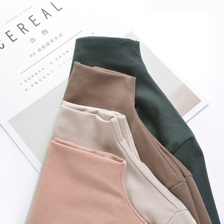 2023 cuello alto camisa de fondo de las mujeres de otoño e invierno de color sólido de manga larga Camiseta de las mujeres nuevo estilo coreano slim fit adelgazante versátil top
