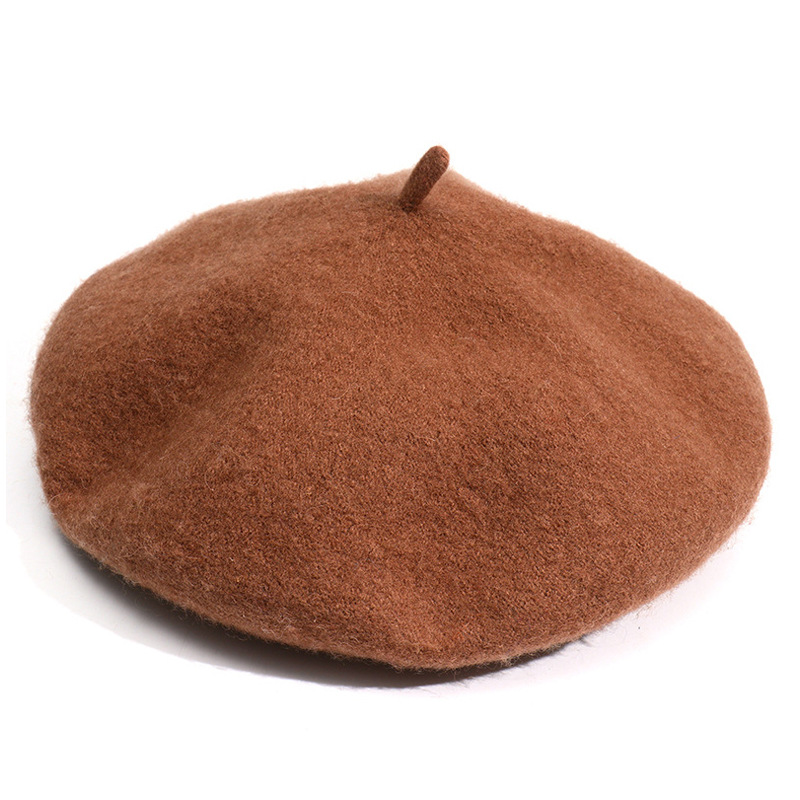 Unisex Monochrome beret ladies artistic wool candy painter hat Fashion warm hat_voghion.com