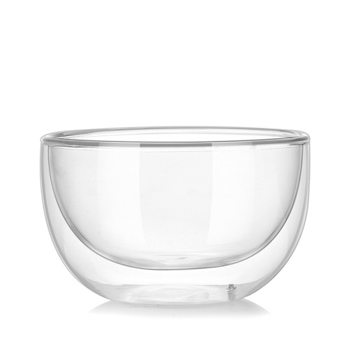 Manufacturer wholesale household double-layer glass bowl, high borosilicate heat-resistant glass tableware, transparent fruit salad bowl