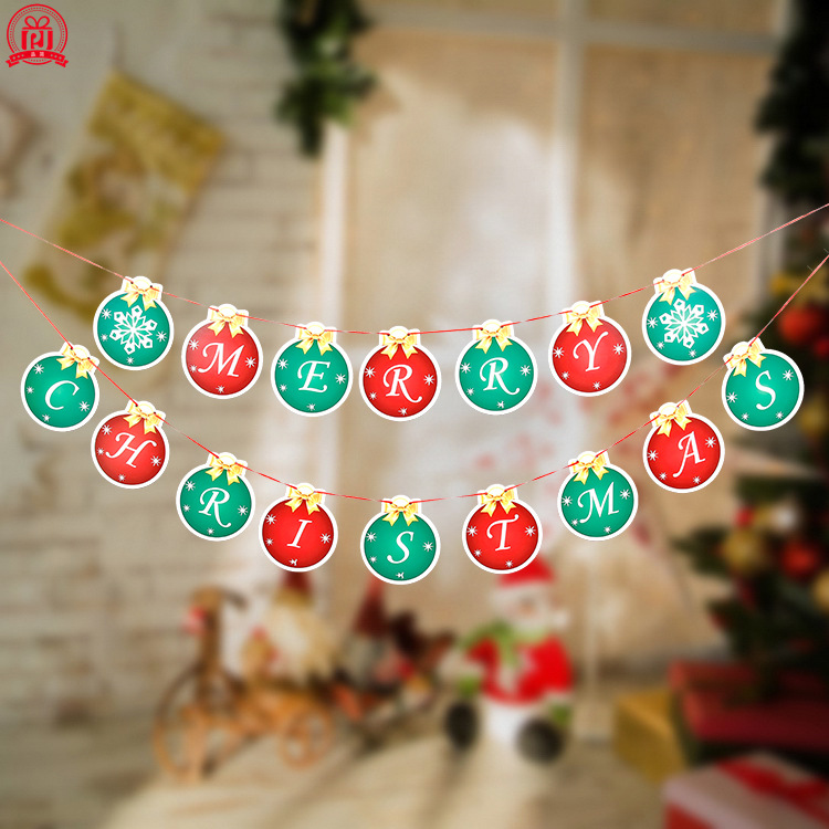 Decoraciones de Navidad tirar bandera vacaciones centro comercial tienda Escuela Hogar atmósfera diseño dibujos animados papel colorido bandera