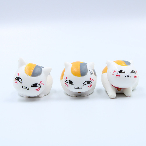 6 large size Natsume’s friend cat teacher figures, anime peripheral cat gashapon dolls, micro landscape decorative ornaments