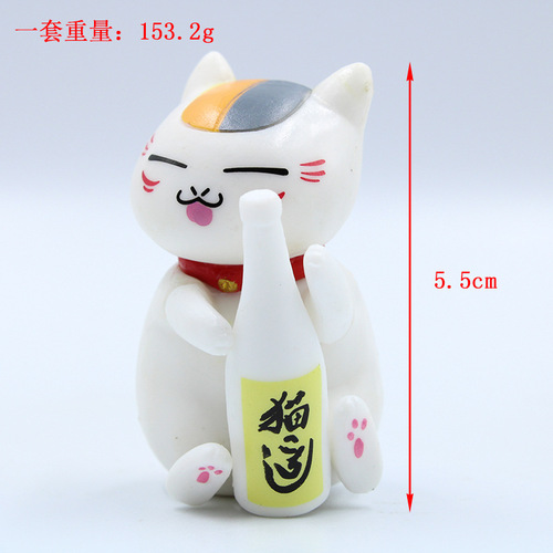 6 large size Natsume’s friend cat teacher figures, anime peripheral cat gashapon dolls, micro landscape decorative ornaments