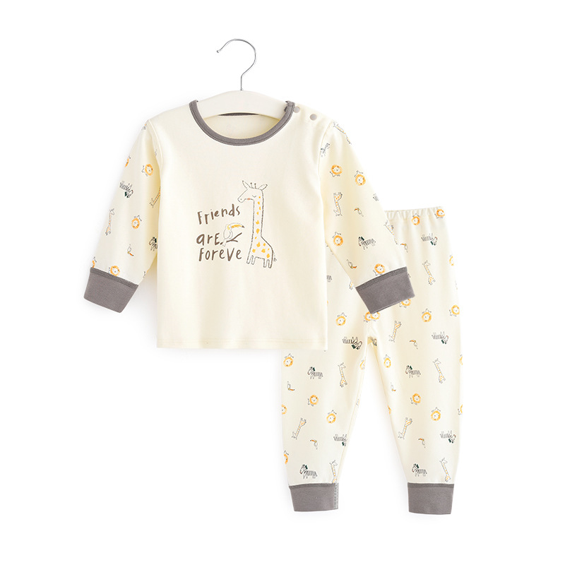 아동 가을 옷, 순면 어깨 오픈 단추 가정복, 가을 옷과 긴 바지 정장, 자유형 잠옷, 가디건, 바닥 셔츠