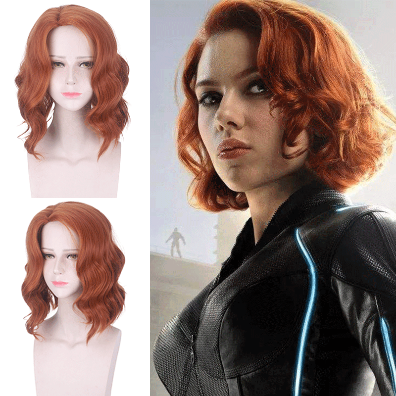 Master Shengda European and American Wig Avengers X-Men Black Widow cosplay Simulation Scalp Curly Wig
