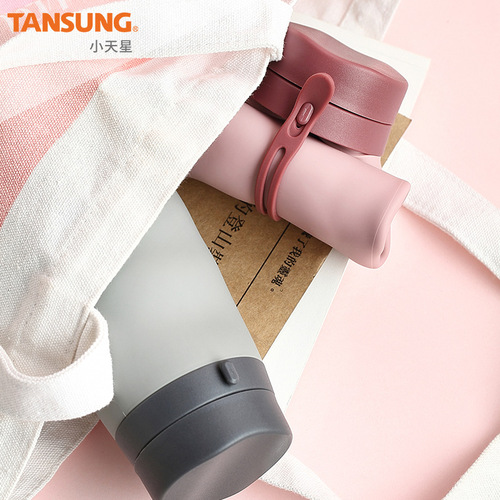 Portable sports water bottle, portable creative silicone folding cup, outdoor travel folding water cup wholesale