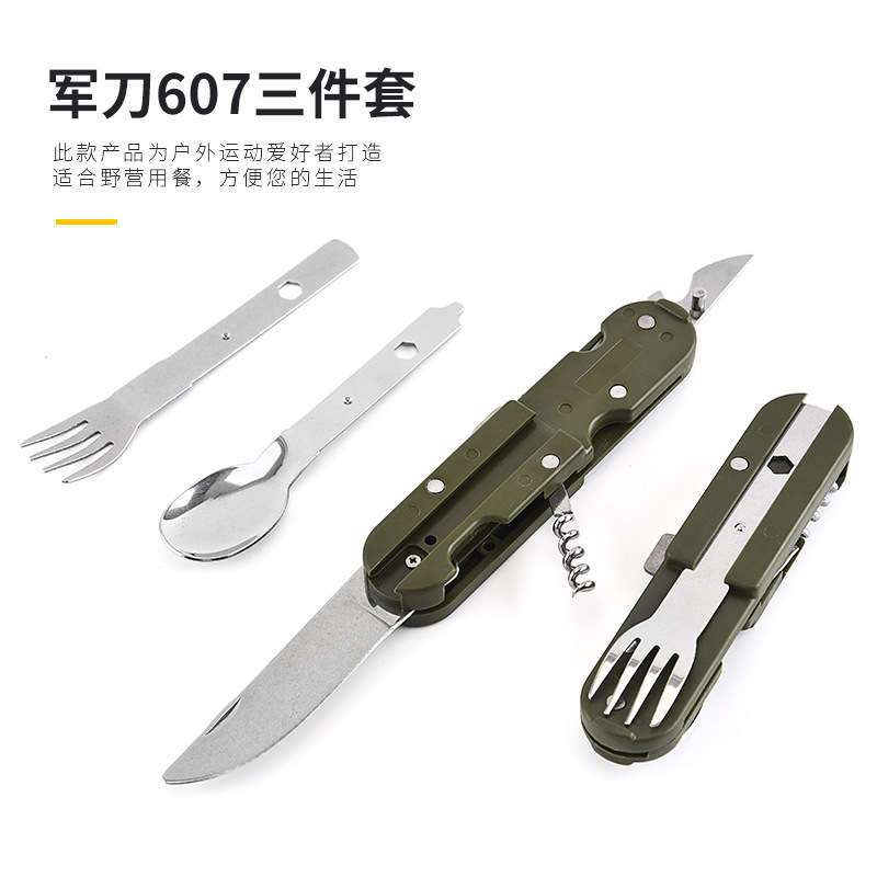 Portátil acampar aire libre vajilla multiusos cuchillo plegable