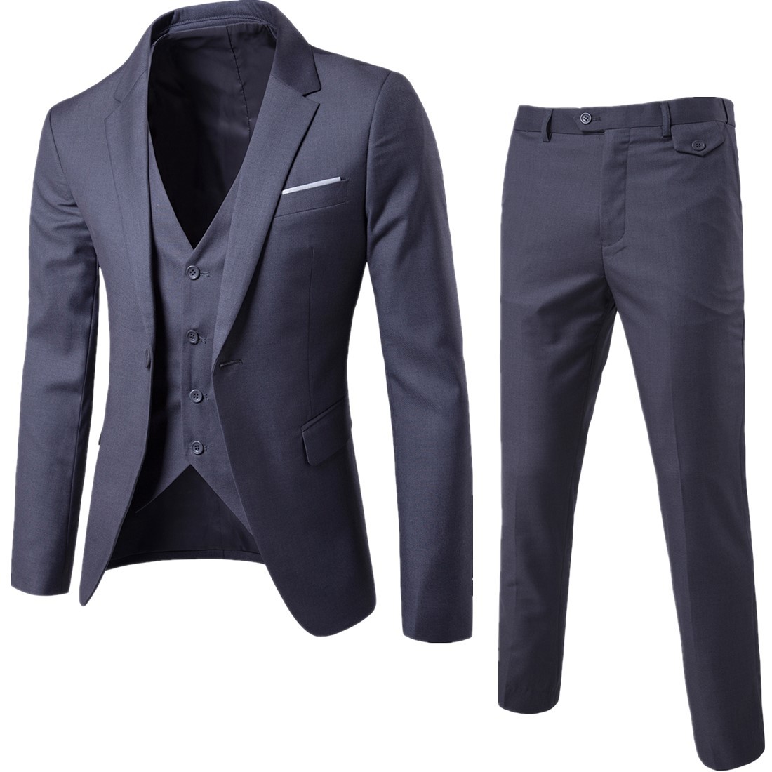 European Size Men's Black Suit Three-Piece Formal Business Suit Groomsmen Suit Trendy
