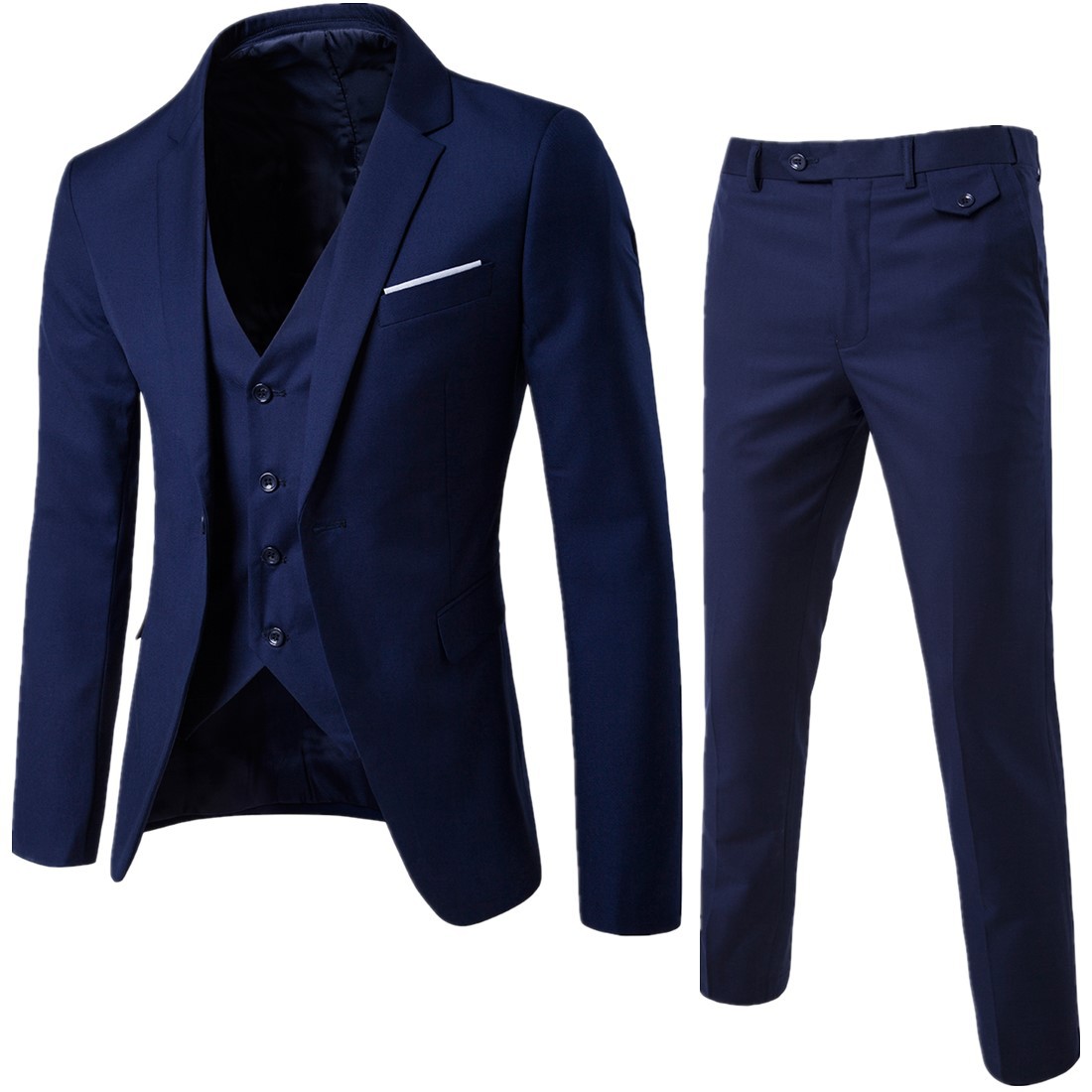 European Size Men's Black Suit Three-Piece Formal Business Suit Groomsmen Suit Trendy