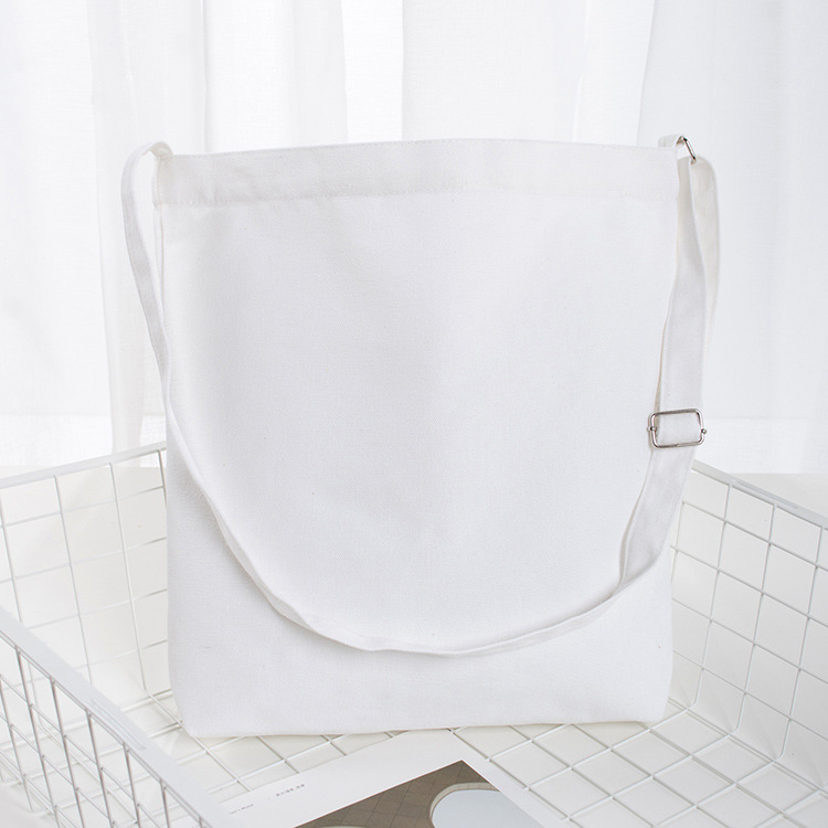 En stock al por mayor estilo coreano en blanco multicolor solo hombro de las mujeres bolsa de lona de protección del medio ambiente de algodón ajustable crossbody bolsa de lona