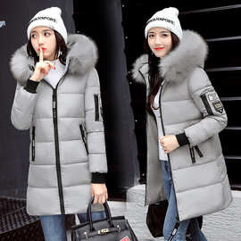 2022新款韩版学生大毛领羽绒棉服女冬季修身中长款时尚棉衣批发