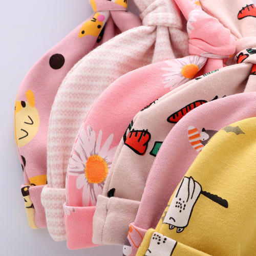 Baby hat spring, autumn and winter 0-3-6 months newborn fetal cap female baby boy pure cotton warm hat