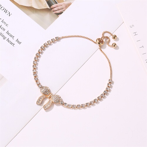 Sweet Full Diamond Butterfly Bracelet Fashionable Crystal Adjustable Bead Bracelet Temperament Student Versatile Forest Style Hand Jewelry Bracelet