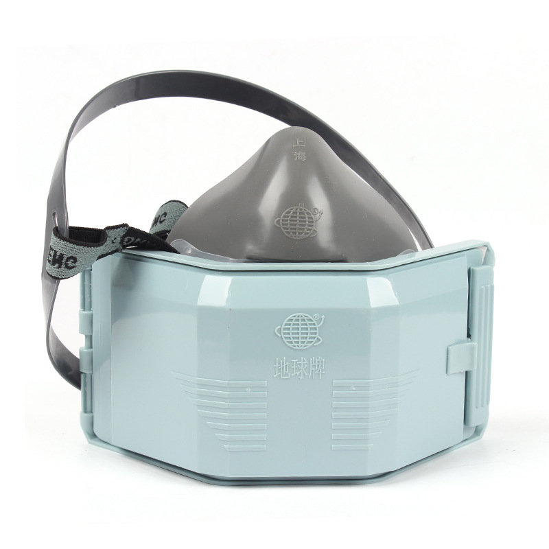 批发地球牌灰蓝防尘面具头戴式上海3200橡胶工业呼吸防护口罩滤纸