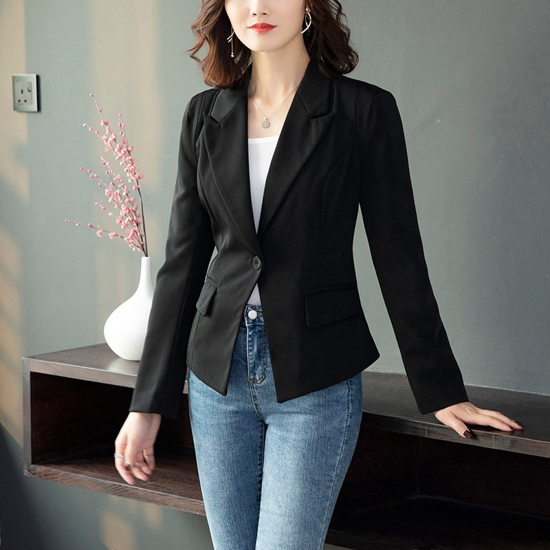 Stylish and Unique New Spring/Autumn Slim-Fit Blazer for Women, Elegant One-Button Business Suit
