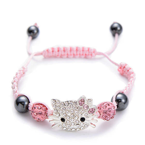Cat Head soft clay full diamond ball woven Shambhala bracelet Crystal wish