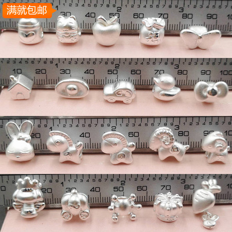 공장 3D 하드 실버 액세서리 레드 로프 DIY 액세서리 12 조디악 쥐 개 원숭이 돼지 순수 실버 전송 구슬