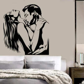 8778 厂家批发情侣亲吻男女接吻防水装饰创意卧室客厅墙贴壁画纸