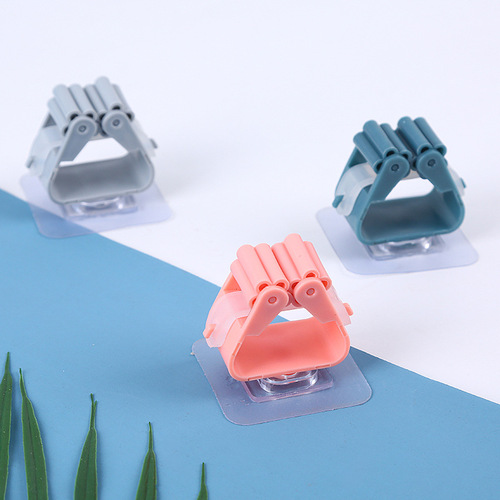 Mop hook hanger without punching wall-mounted bathroom mop storage rack adhesive fixed buckle broom clip T