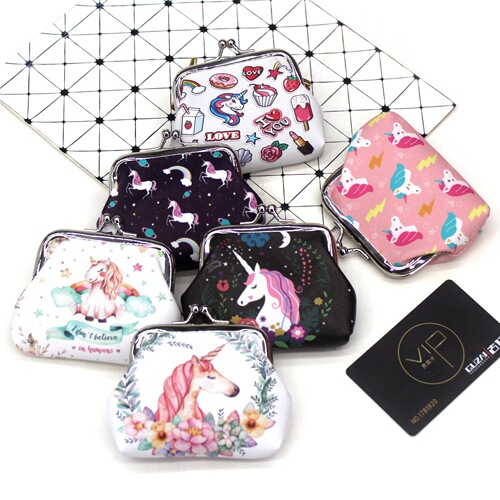 Unicorn Printed Coin Purse Cartoon Pegasus Student Coin Bag Women's Small Purse Children's Hand-held Creative Wallet