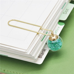 Girl's heart quicksand crystal ball glass paper clip bookmark paper clip 50mm electroplated imitation gold star paper clip