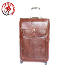 出口外贸旅行拉杆箱行李箱新款套四加工PU革红棕油皮工厂定制批发