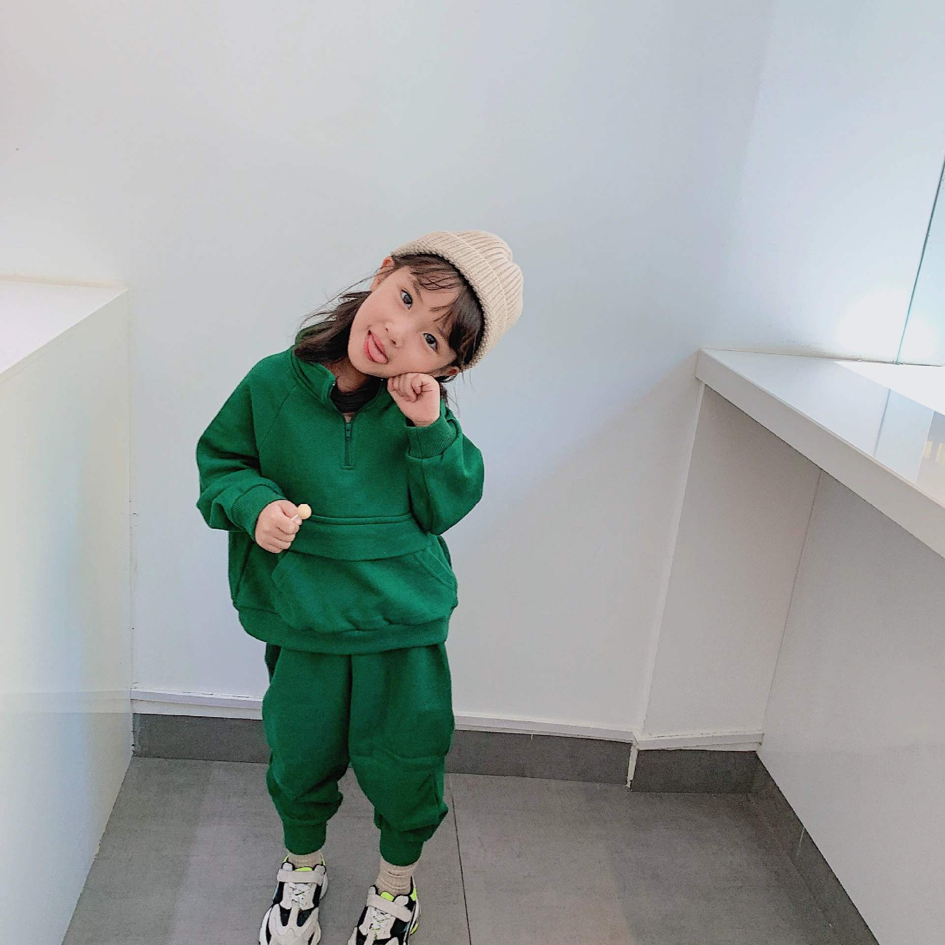 GL-kids осенний детский вязаный хлопковый спортивный костюм для мальчиков и девочек, корейский стиль