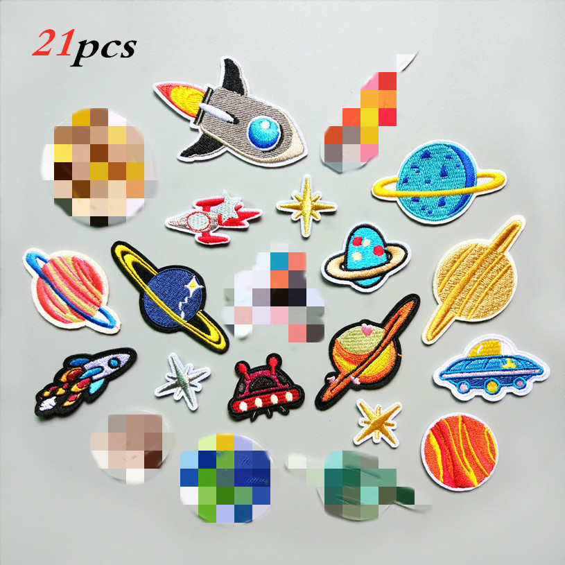 Universo popular planeta bordado pegatinas de tela astronauta parche adhesivo suministro transfronterizo Amazon AliExpress