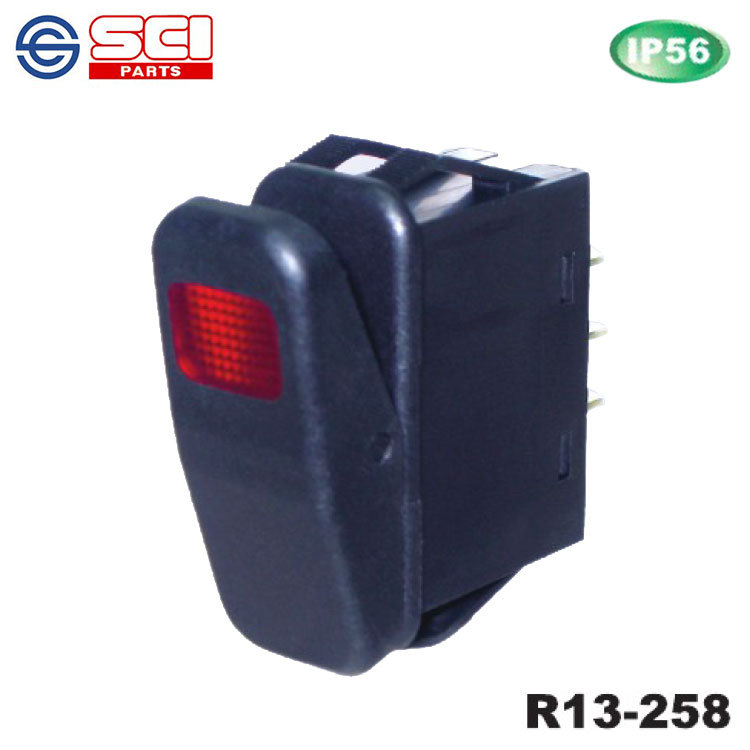 R13-258台湾进口 带灯LED红色防水IP56 船型开关翘板电源10A/250V