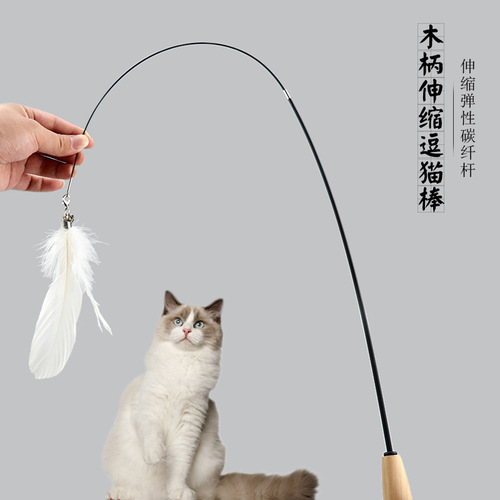 Manufacturer of pet cat toys, cat funny stick, cat loves mouse type rubber band with bell wooden stick, cat funny stick