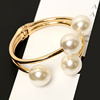 Trend asymmetrical fashionable women's bracelet from pearl, metal cloth, belt, European style