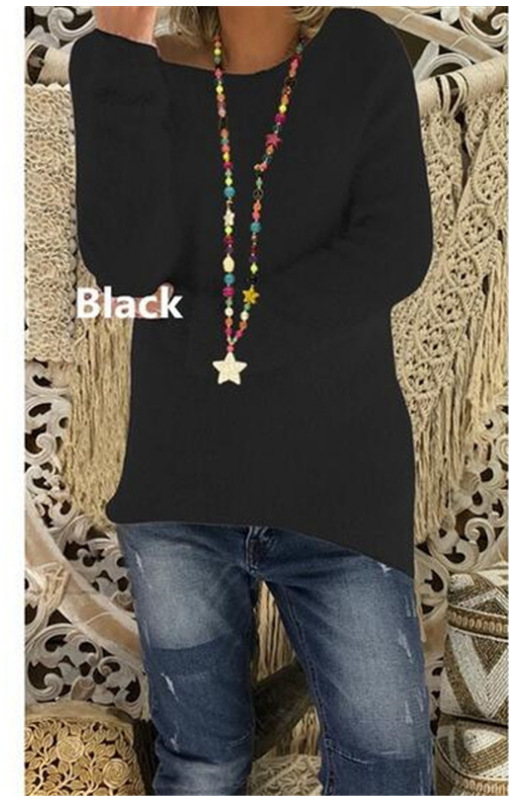 Pull surdimensionné à manches longues pour femme – Pull doux et chaud de couleur unie (noir/vert/rouge/jaune, S-5XL)_voghion.com