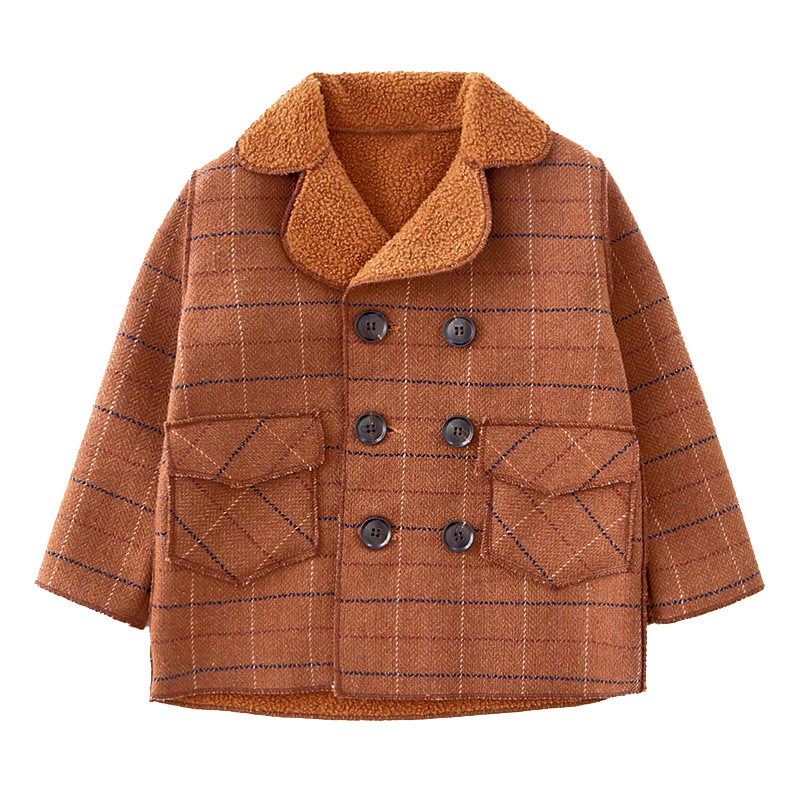 Baby clothing for kids with fleece coat for kids with tweed coat_voghion.com