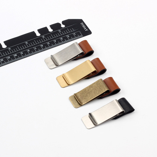 Cross-border retro pure copper stainless steel pen clip TN multi-purpose metal bill money clip with logo printing