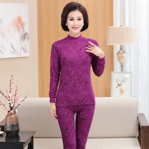 Pajama set for middle-aged and elderly women, 100% cotton, warm and cozy, suitable for mothers and grandmothers, including top and bottom sets.