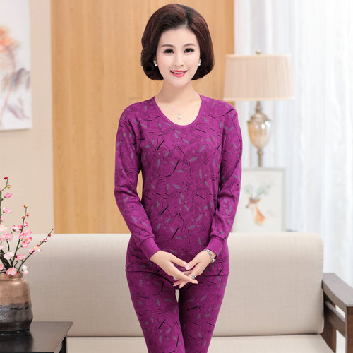 Pajama set for middle-aged and elderly women, 100% cotton, warm and cozy, suitable for mothers and grandmothers, including top and bottom sets.