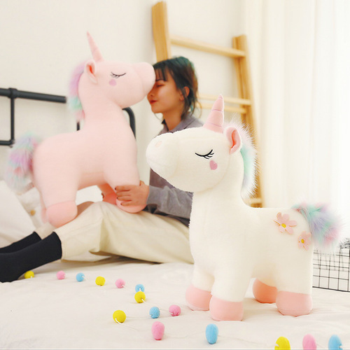 Dream Unicorn Pony Multi-functional Lounge Pillow with Elastic Fabric Full of Girl's Heart Plush Toy Birthday Gift for Kids