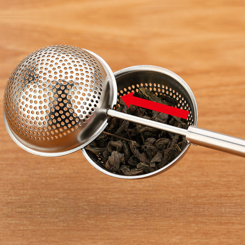 Simple 304 stainless steel telescopic syringe tea ball tea filter seasoning ball tea leak press tea maker
