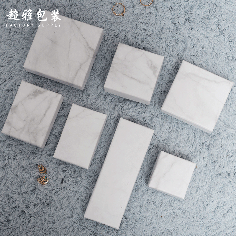 工厂现货大理石纹首饰项链耳钉戒指礼盒生日便携式礼品盒