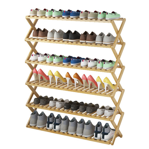 Shoe rack multi-layer simple household economical rack dormitory door storage rack free installation folding bamboo shoe cabinet