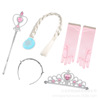 Set for princess, blue gloves with pigtail, children's magic wand, with snowflakes, 4 piece set