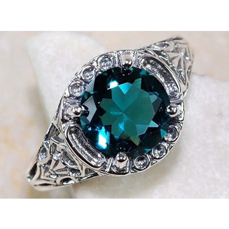 Morningside wish Hot Sale New Topaz Gem Inlaid Zircon Vintage Flower Ring European Engagement Banquet Jewelry