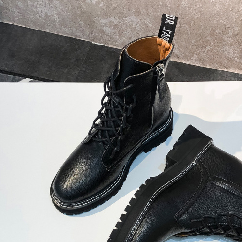 Yang Mi's same style shoes Martin boots women autumn and winter padded single boots flat thick bottom insole heightening short boots small size large size women boots 