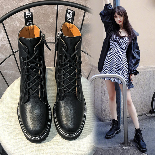 Yang Mi's same style shoes Martin boots women autumn and winter padded single boots flat thick bottom insole heightening short boots small size large size women boots 