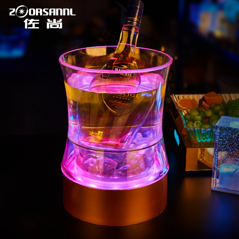 Zuoshang bar Luminoso cubo de hielo Cubo de champán LED luminoso de plástico colorido Cubo de cerveza KTV creativo bar suministros