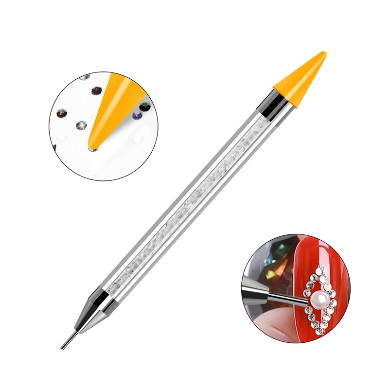 Cross-border especial de alta gama accesorios de uñas rhinestone Punto de doble cabeza taladro crayón con agujeros punto taladro herramienta cabeza de cera punto taladro pluma