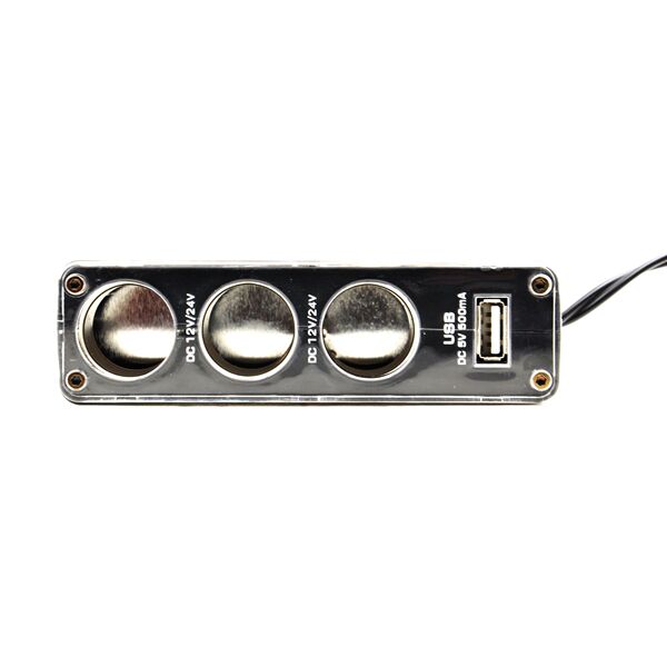Black cars one -to -three cigarette lighter socket 12V with USB one…