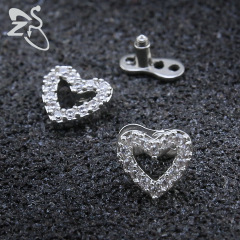 歐美不鏽鋼飾品心形埋釘 人體穿刺316鈦鋼鑲鋯石埋骨釘廠家直批